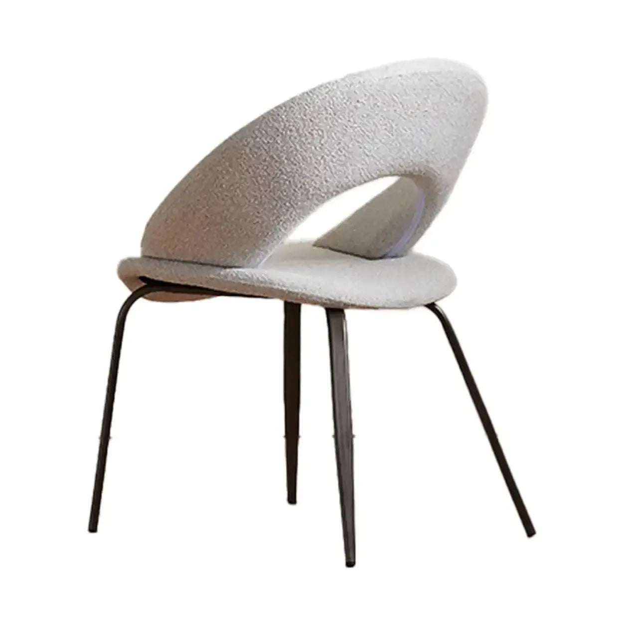 Mid-Century Gray Linen Open Back Dining Chair