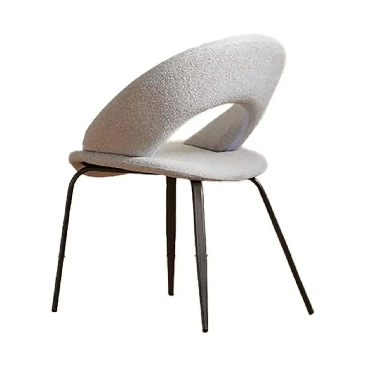 Mid-Century Gray Linen Open Back Dining Chair