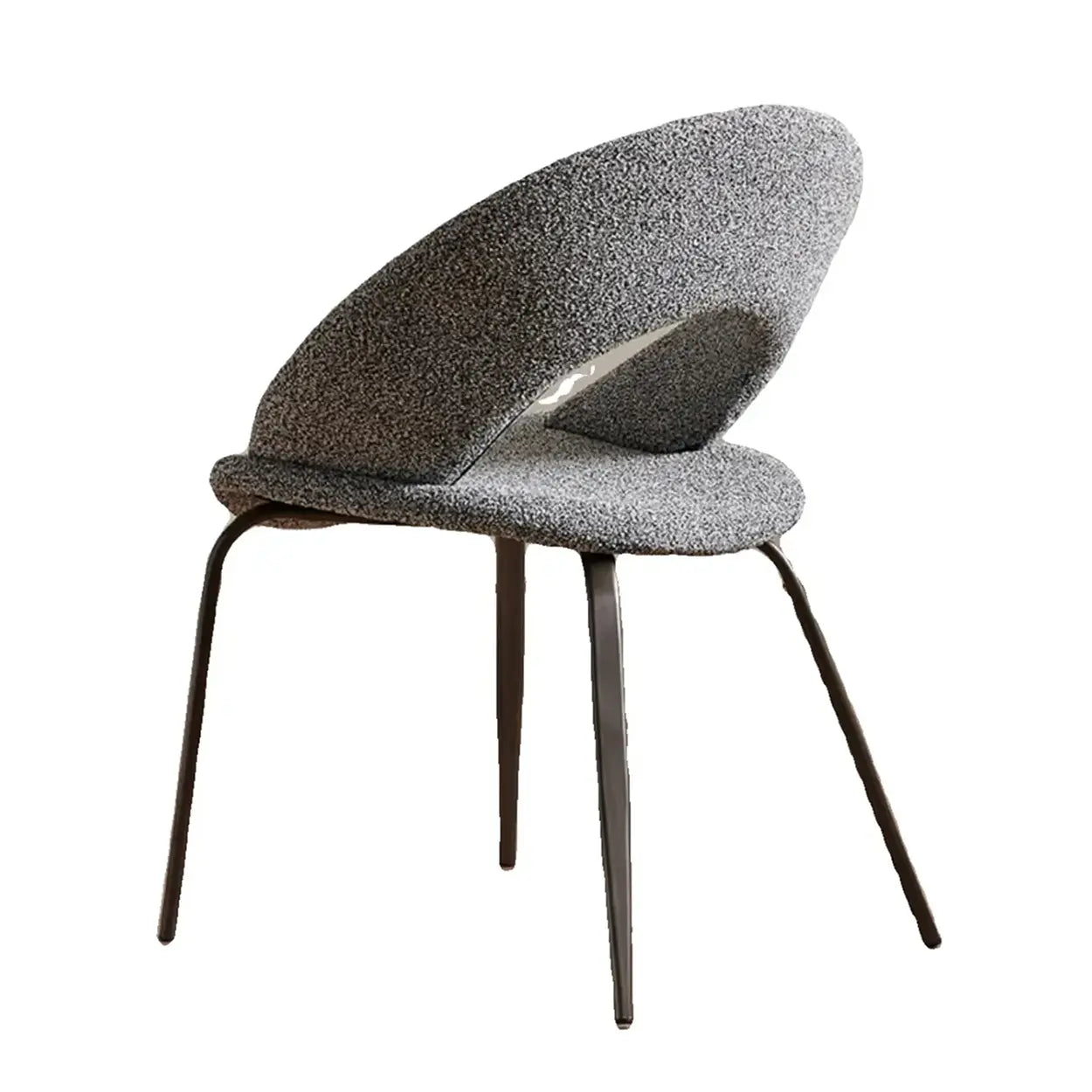 Mid-Century Gray Linen Open Back Dining Chair
