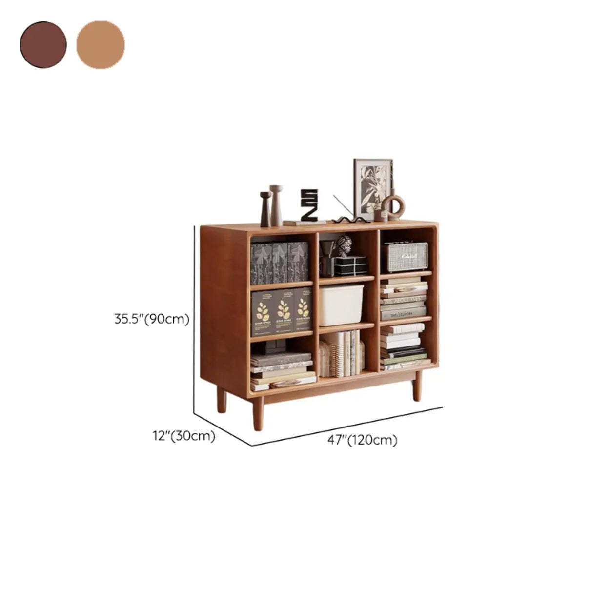 Mid-Century Horizontal Wood Bookshelf