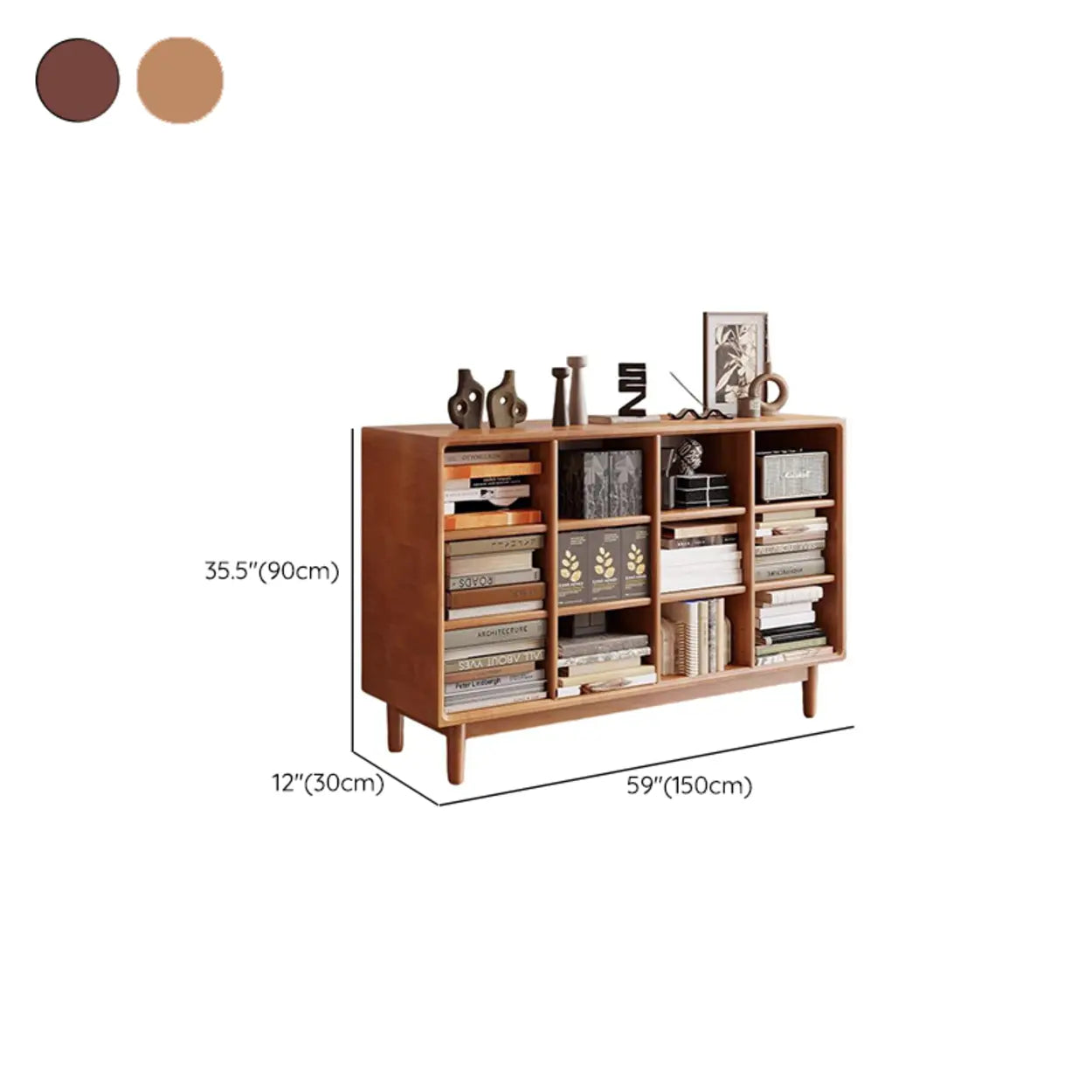 Mid-Century Horizontal Wood Bookshelf