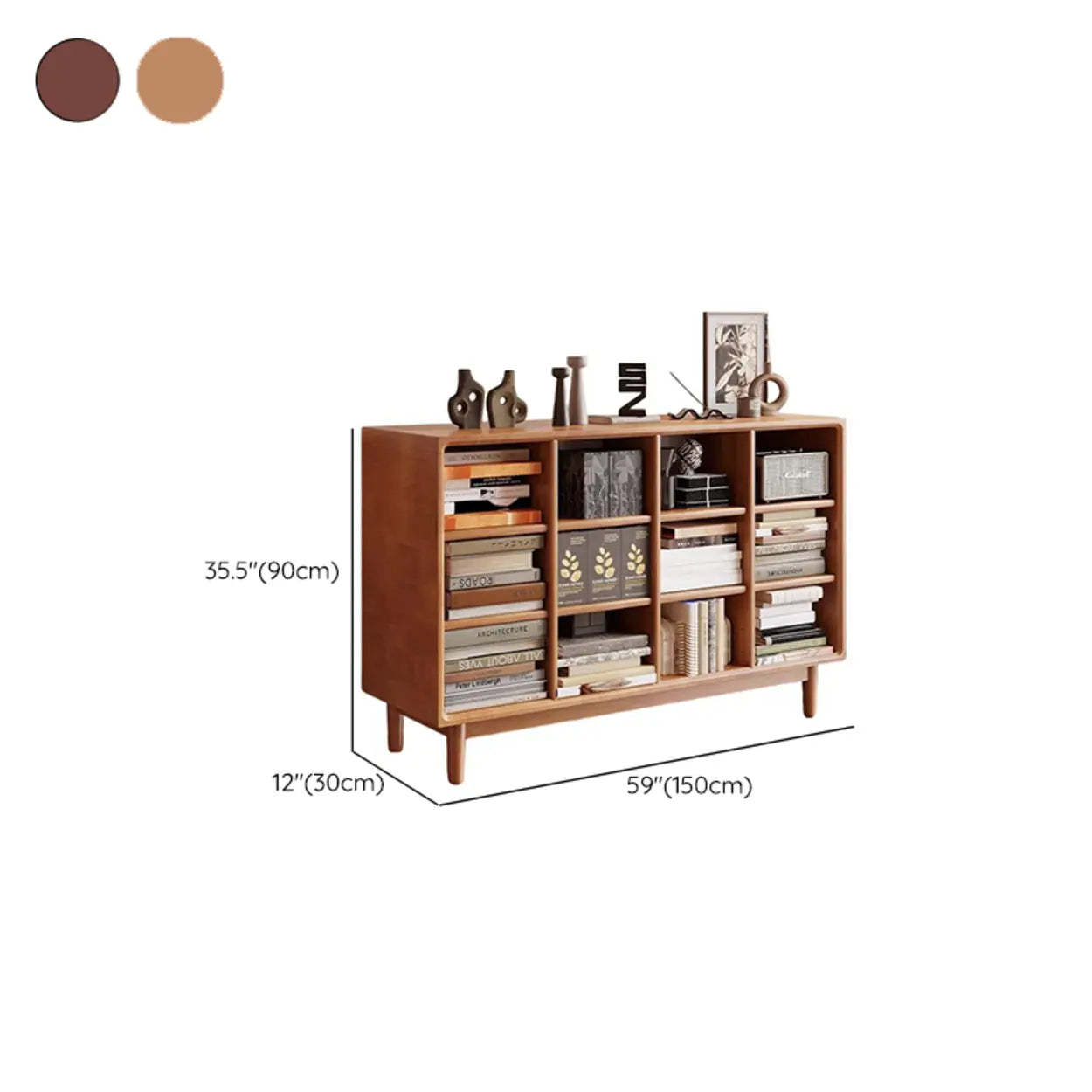 Mid-Century Horizontal Wood Bookshelf