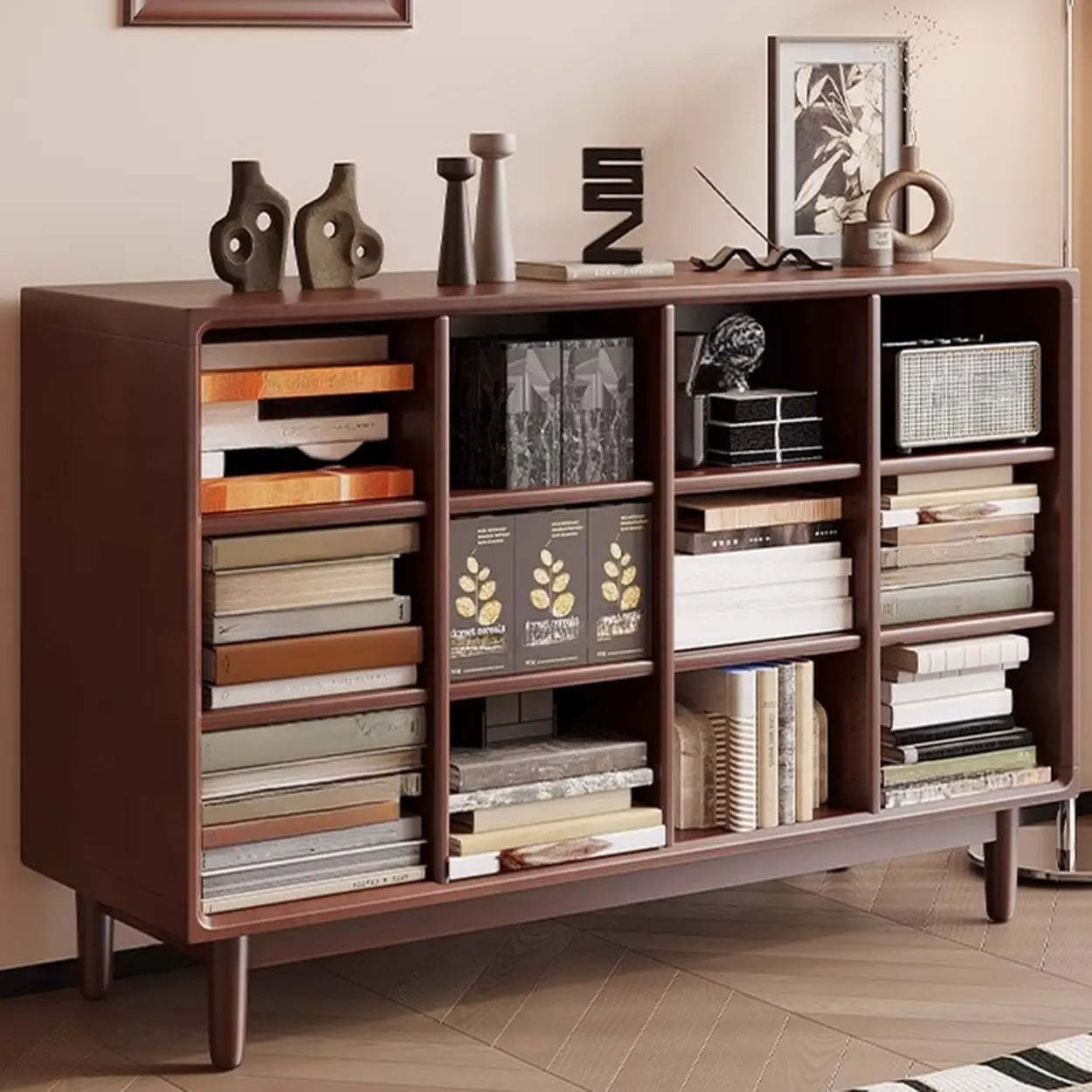 Mid-Century Horizontal Wood Bookshelf