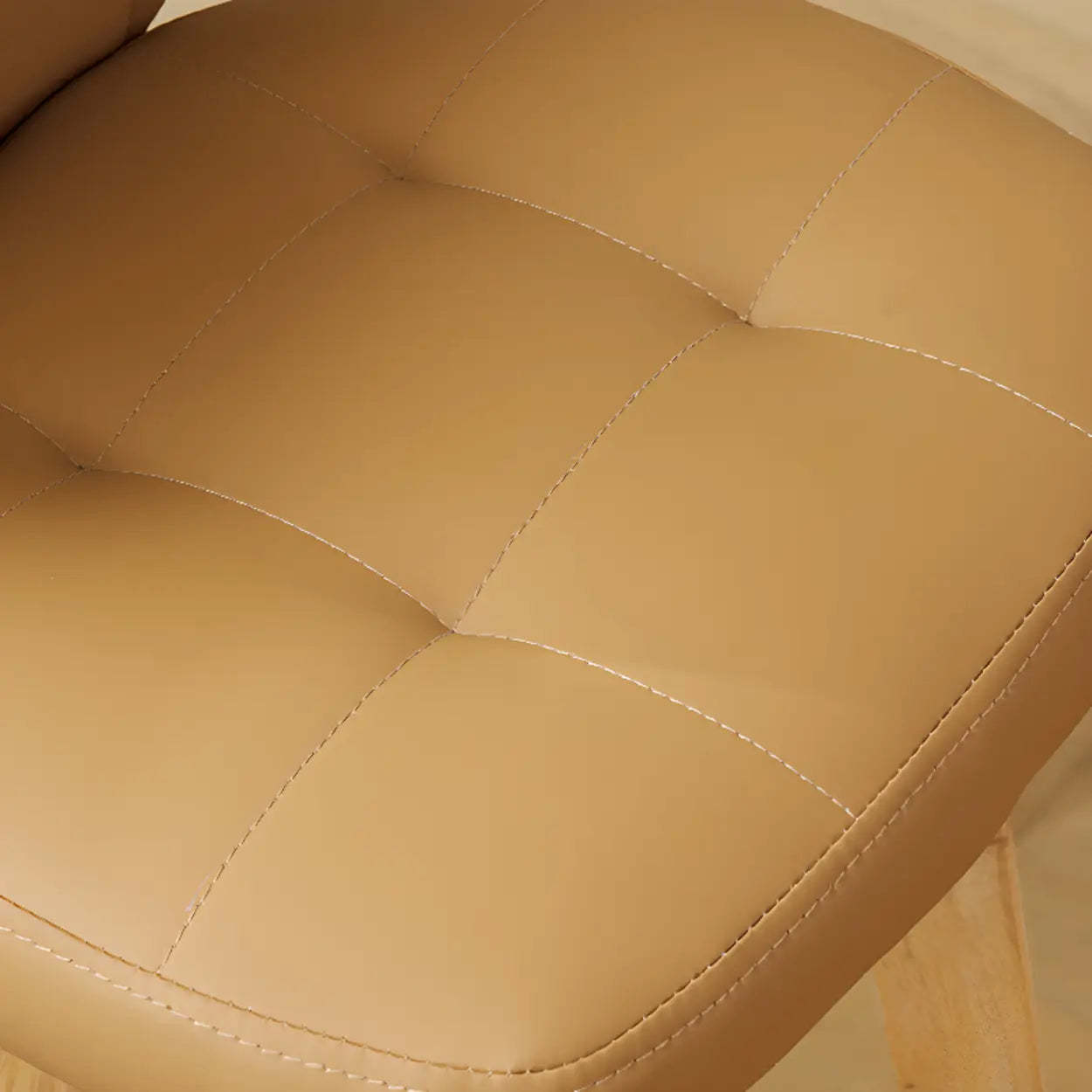Mid-Century Leather Bar Stool with Wood Legs — Natural / Atrovirens