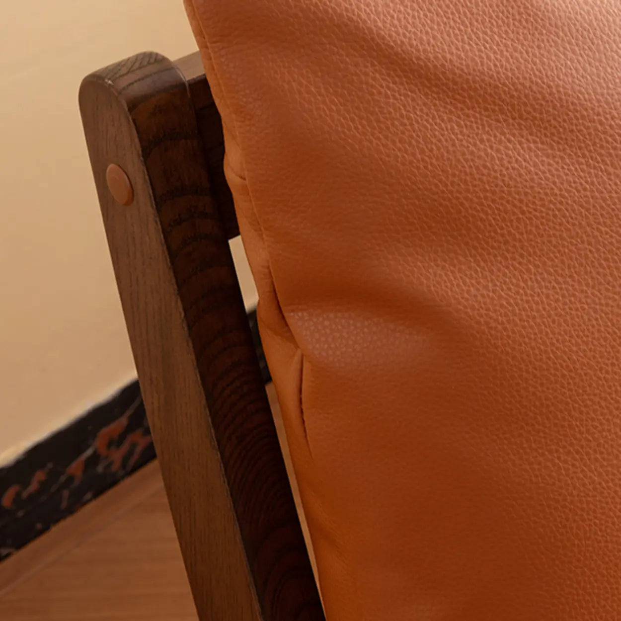 Mid-Century Leather Cushion Back Accent Chair