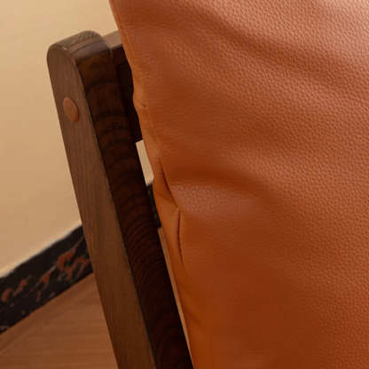 Mid-Century Leather Cushion Back Accent Chair