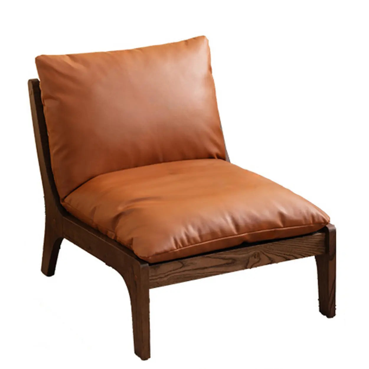 Mid-Century Leather Cushion Back Accent Chair