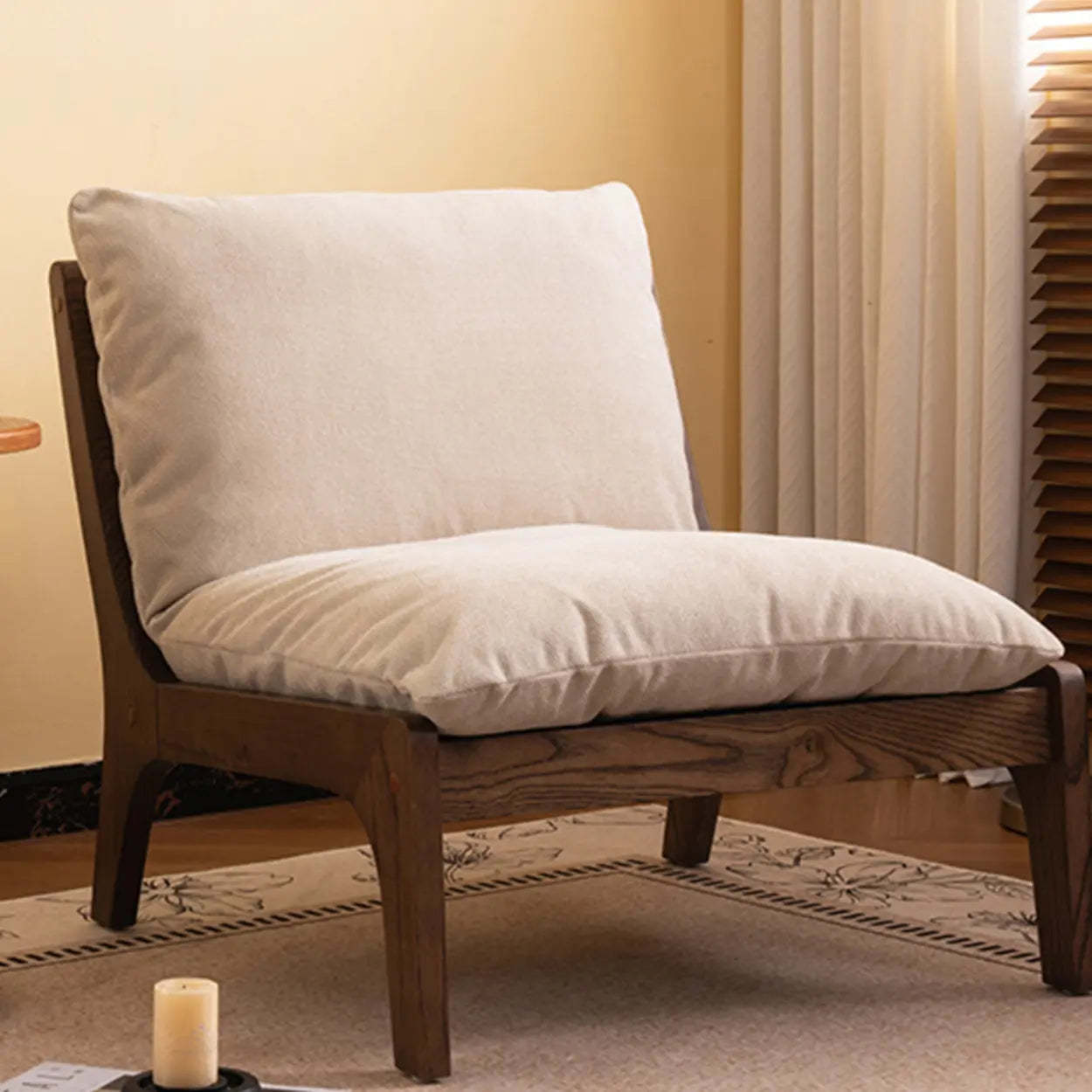 Mid-Century Leather Cushion Back Accent Chair