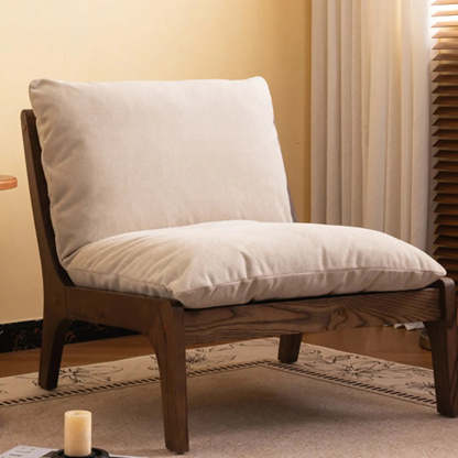 Mid-Century Leather Cushion Back Accent Chair