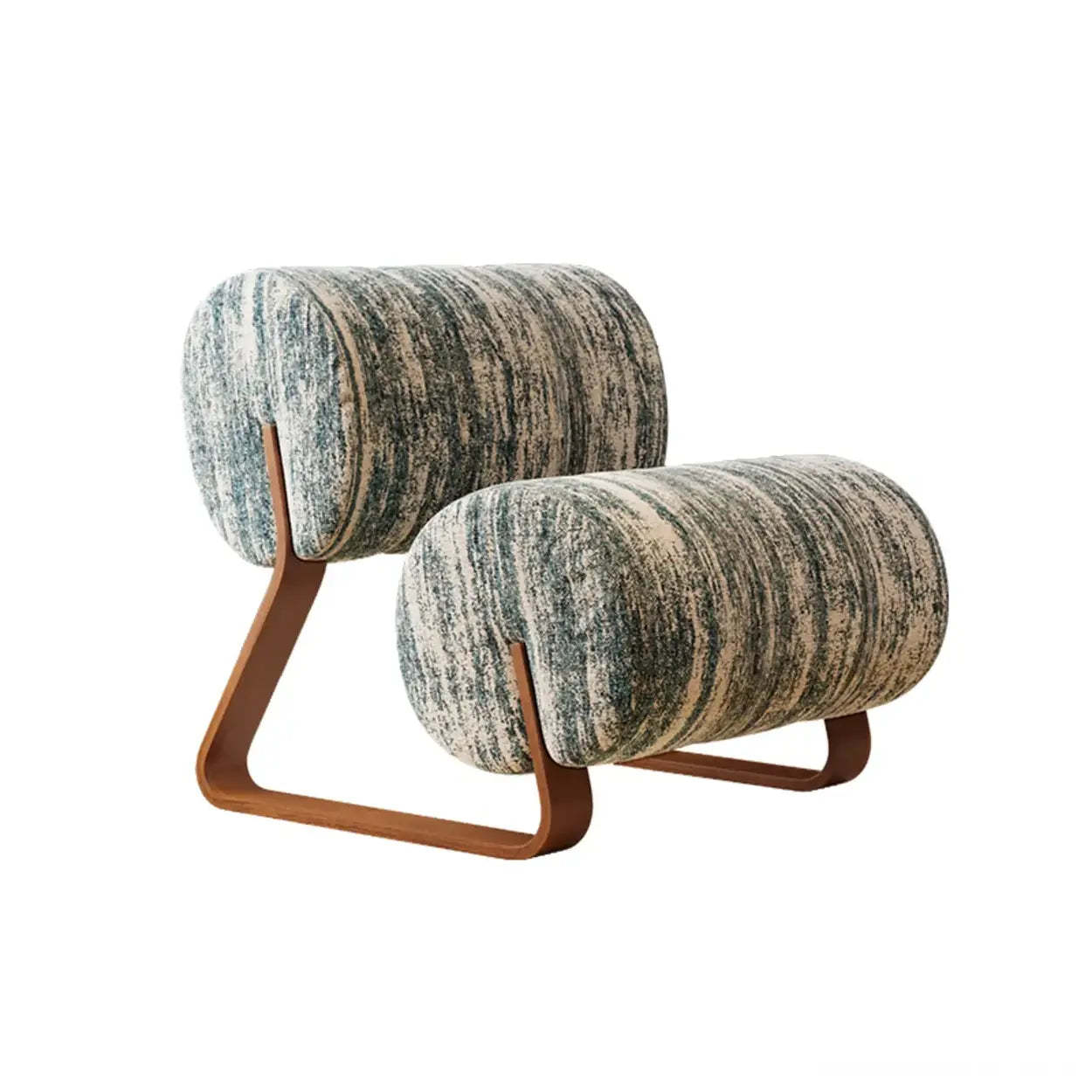 Mid-Century Off-White Sherpa Armless Accent Chair — Green (Sherpa)