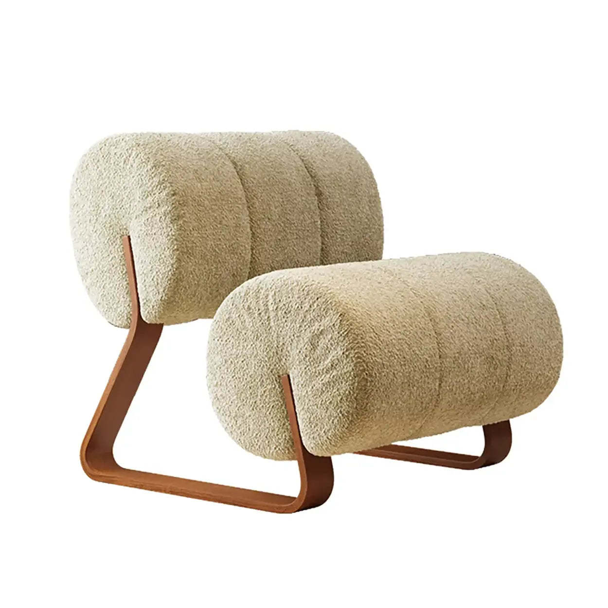 Mid-Century Off-White Sherpa Armless Accent Chair — Black (Sherpa)
