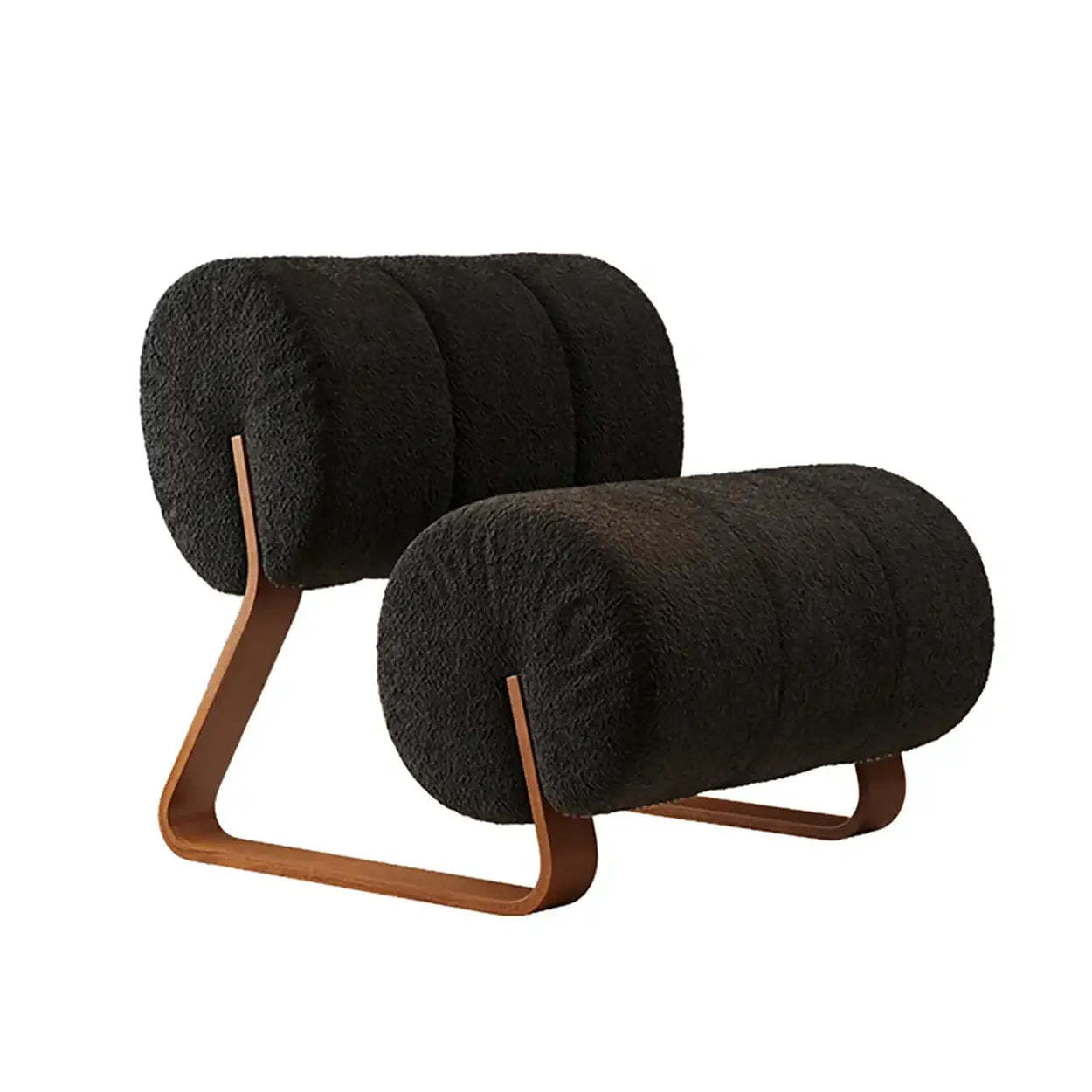Mid-century armless off-white brown accent chairs