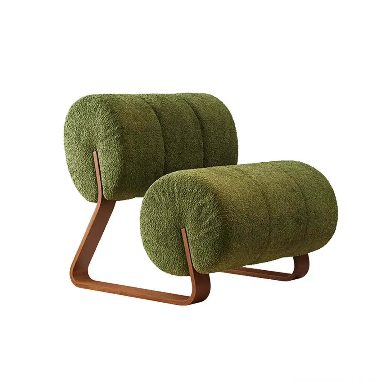 Mid-Century Off-White Sherpa Armless Accent Chair