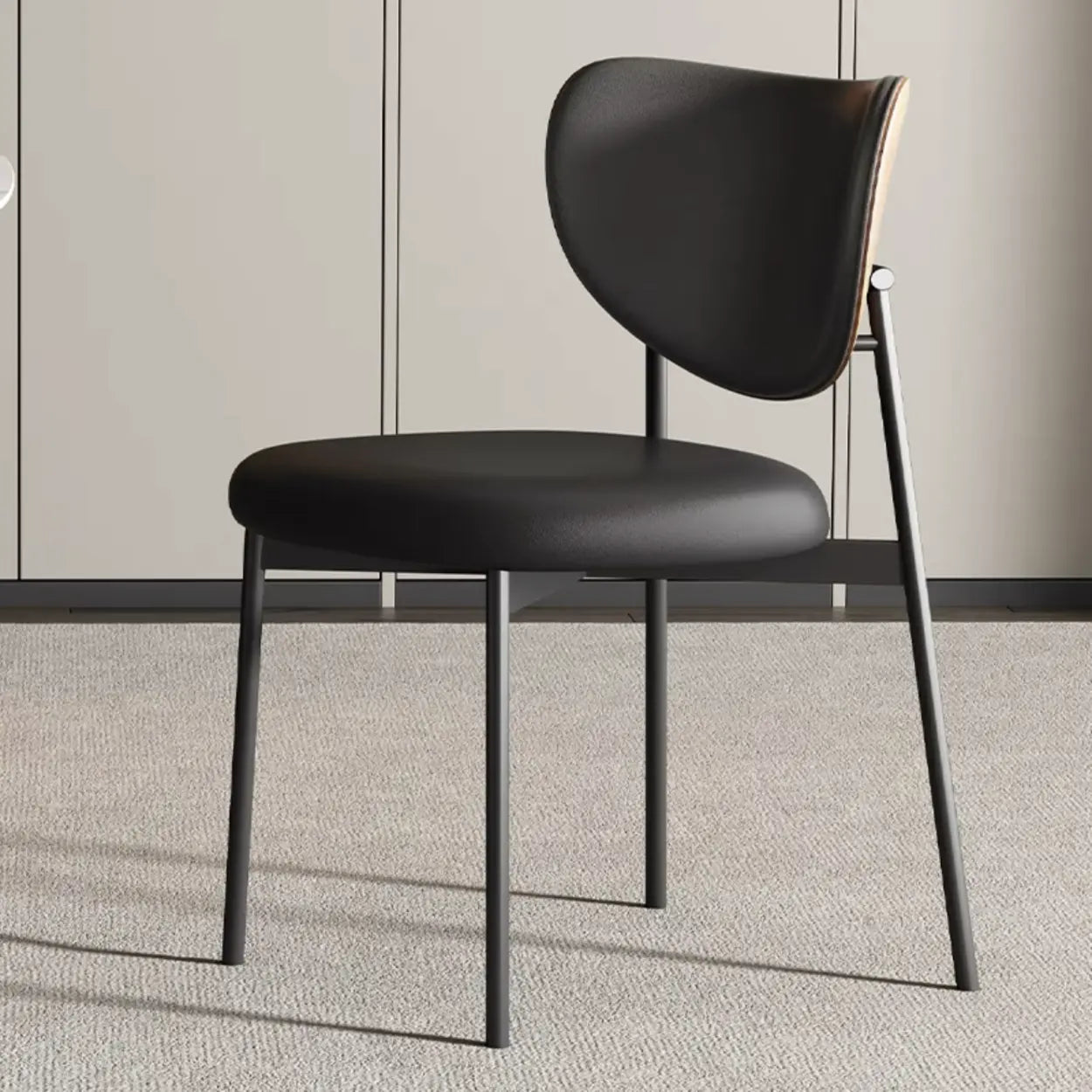 Mid-Century Open Back Upholstered Dining Chair — White