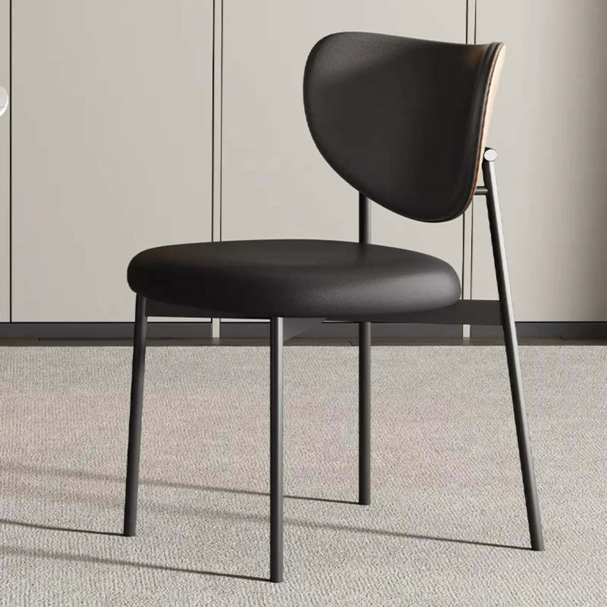 Mid-Century Open Back Upholstered Dining Chair — White