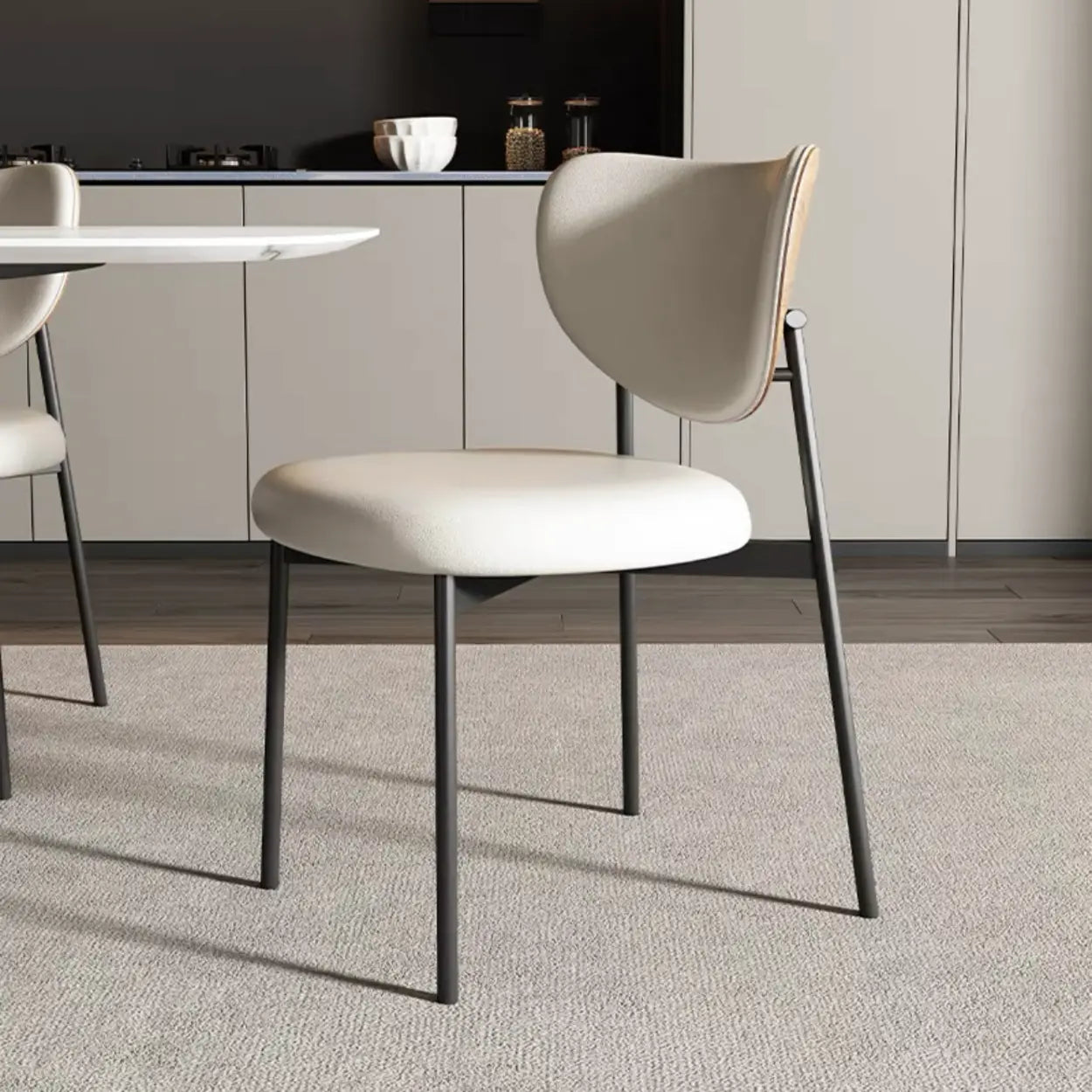 Mid-Century Open Back Upholstered Dining Chair