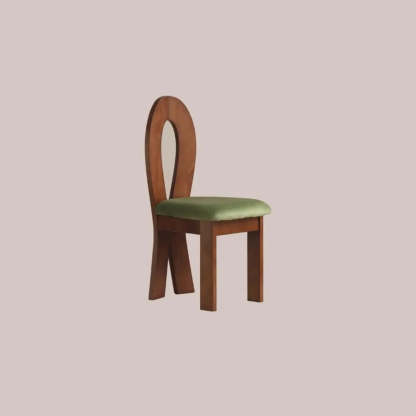 Mid-Century Curved-Back Green Dining Chair