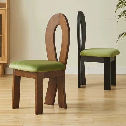 Mid-Century Curved-Back Green Dining Chair