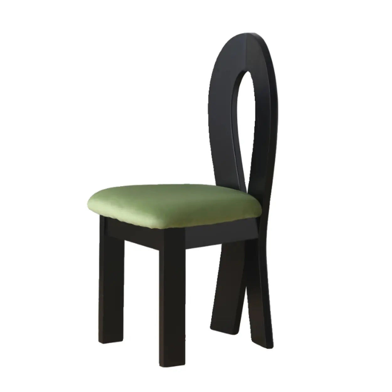 Mid-Century Curved-Back Green Dining Chair