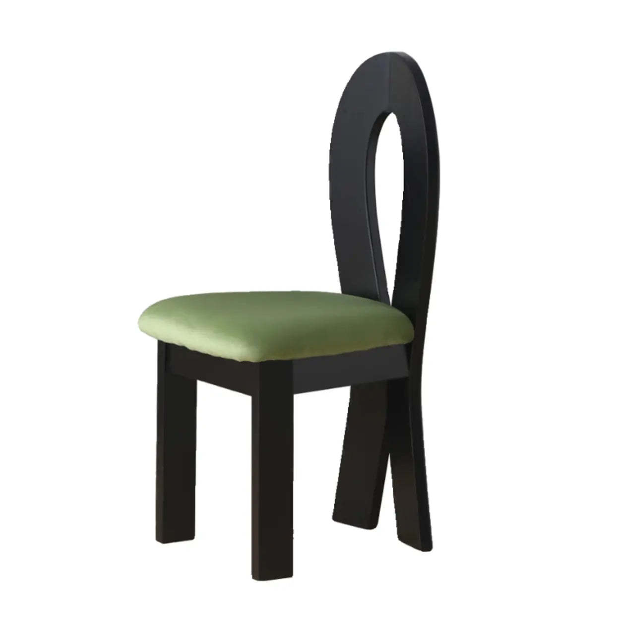 Mid-Century Curved-Back Green Dining Chair