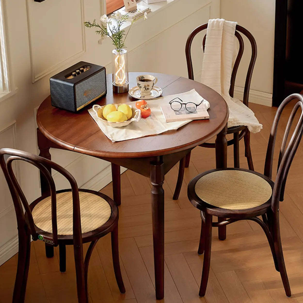 Mid-Century Oval Brown Extendable Dining Table