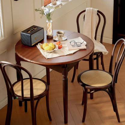 Mid-Century Oval Brown Extendable Dining Table