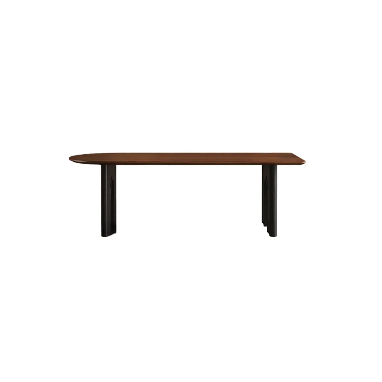 Mid-Century Brown Wood Peninsula Dining Table