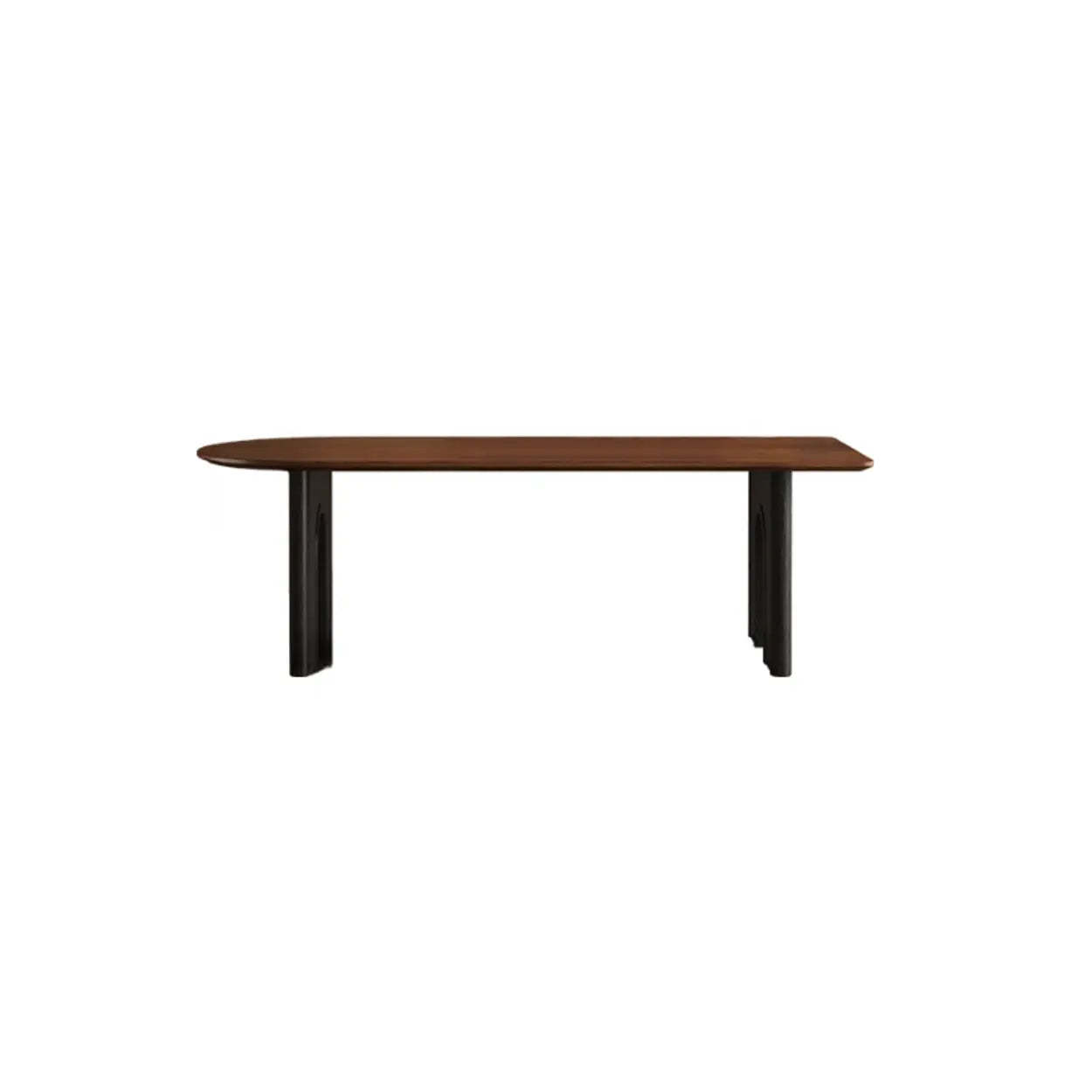 Mid-Century Brown Wood Peninsula Dining Table