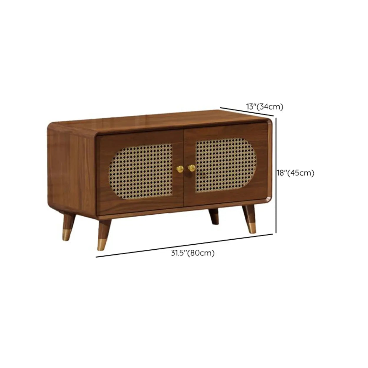 Mid-Century Rattan and Wood Storage Cabinet