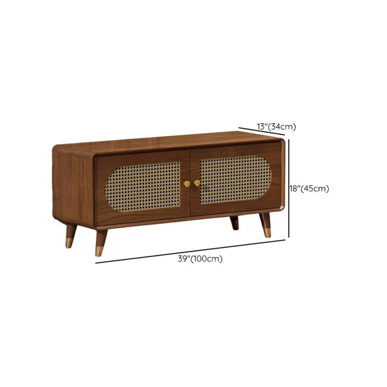 Mid-Century Rattan and Wood Storage Cabinet