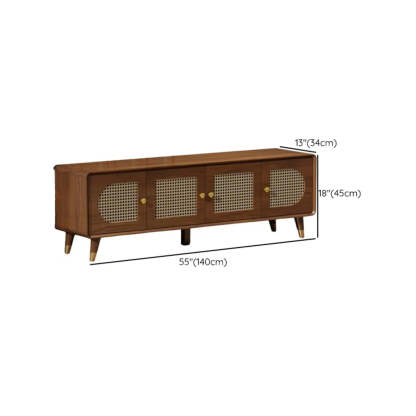 Mid-Century Rattan and Wood Storage Cabinet