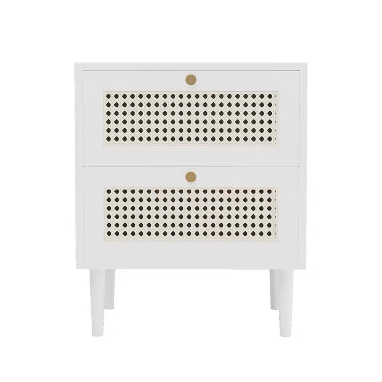 Lighom nordic 2-drawer rattan nightstands — White