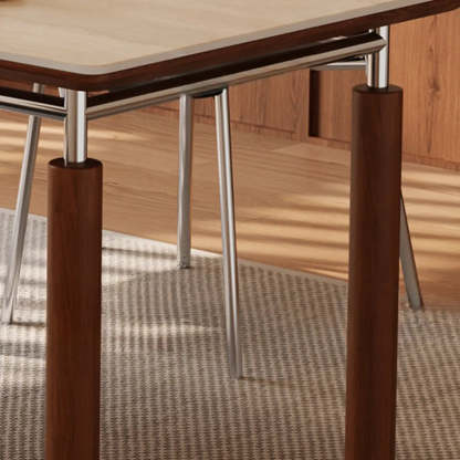 Mid-Century Rectangular Beige Stone Dining Table