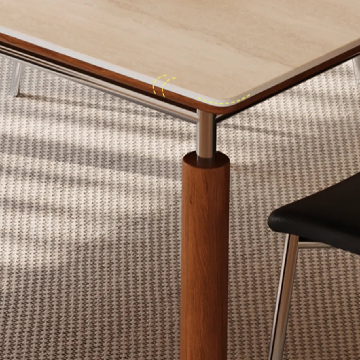Mid-Century Rectangular Beige Stone Dining Table