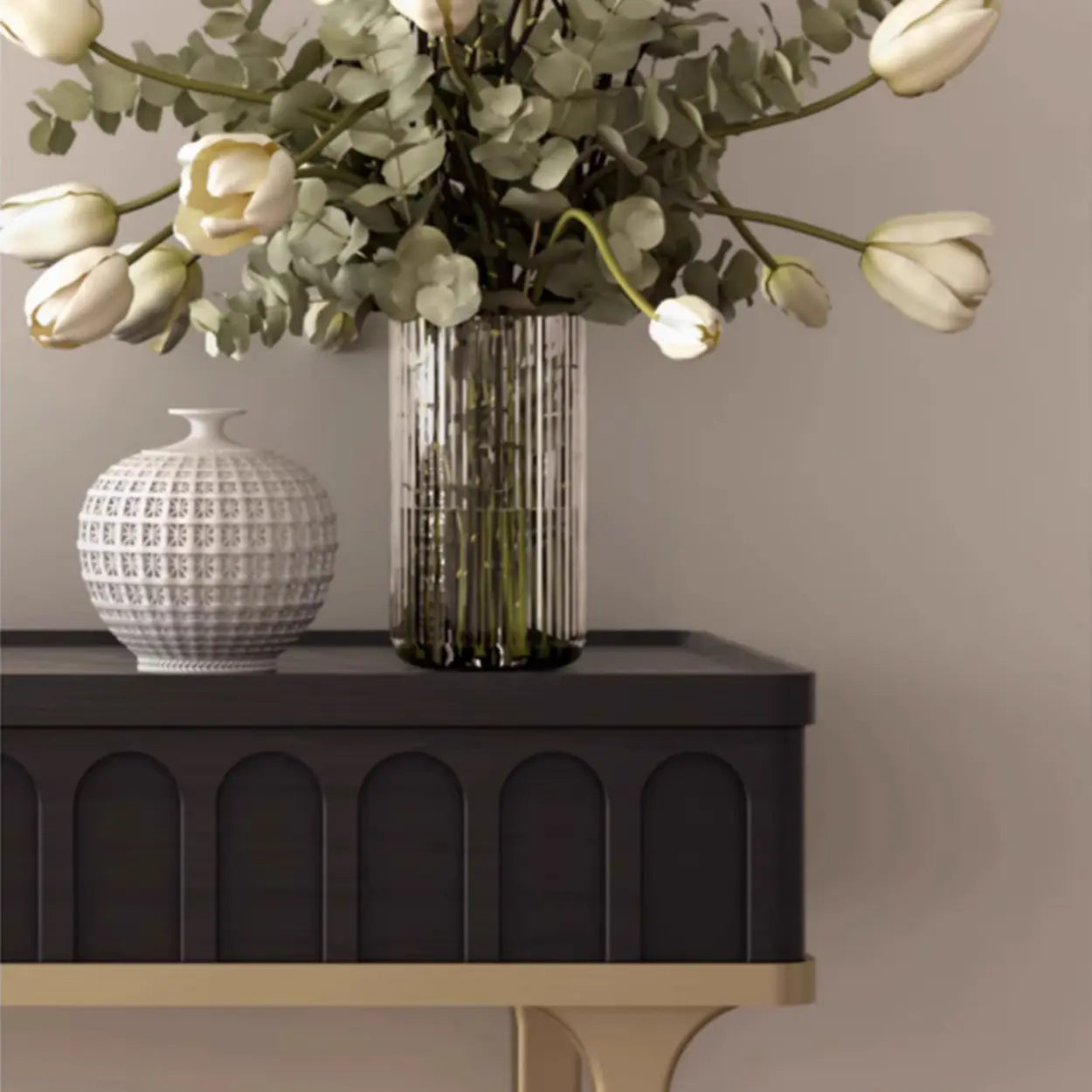 Mid-Century Metal Leg Wood Console Table
