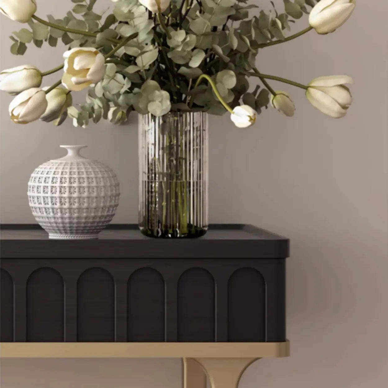 Mid-Century Metal Leg Wood Console Table