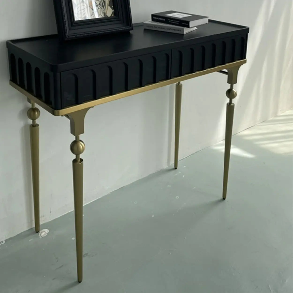 Mid-Century Metal Leg Wood Console Table
