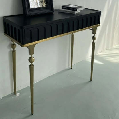 Mid-Century Metal Leg Wood Console Table