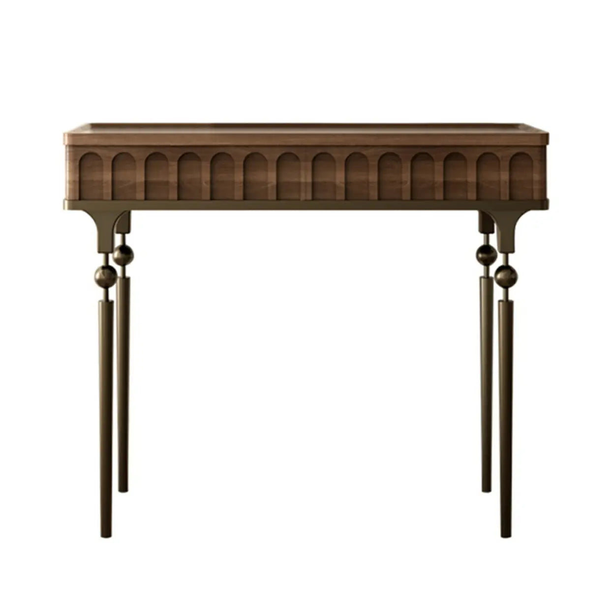 Mid-Century Metal Leg Wood Console Table