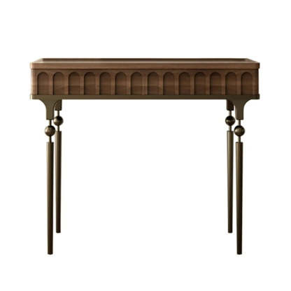 Mid-Century Metal Leg Wood Console Table