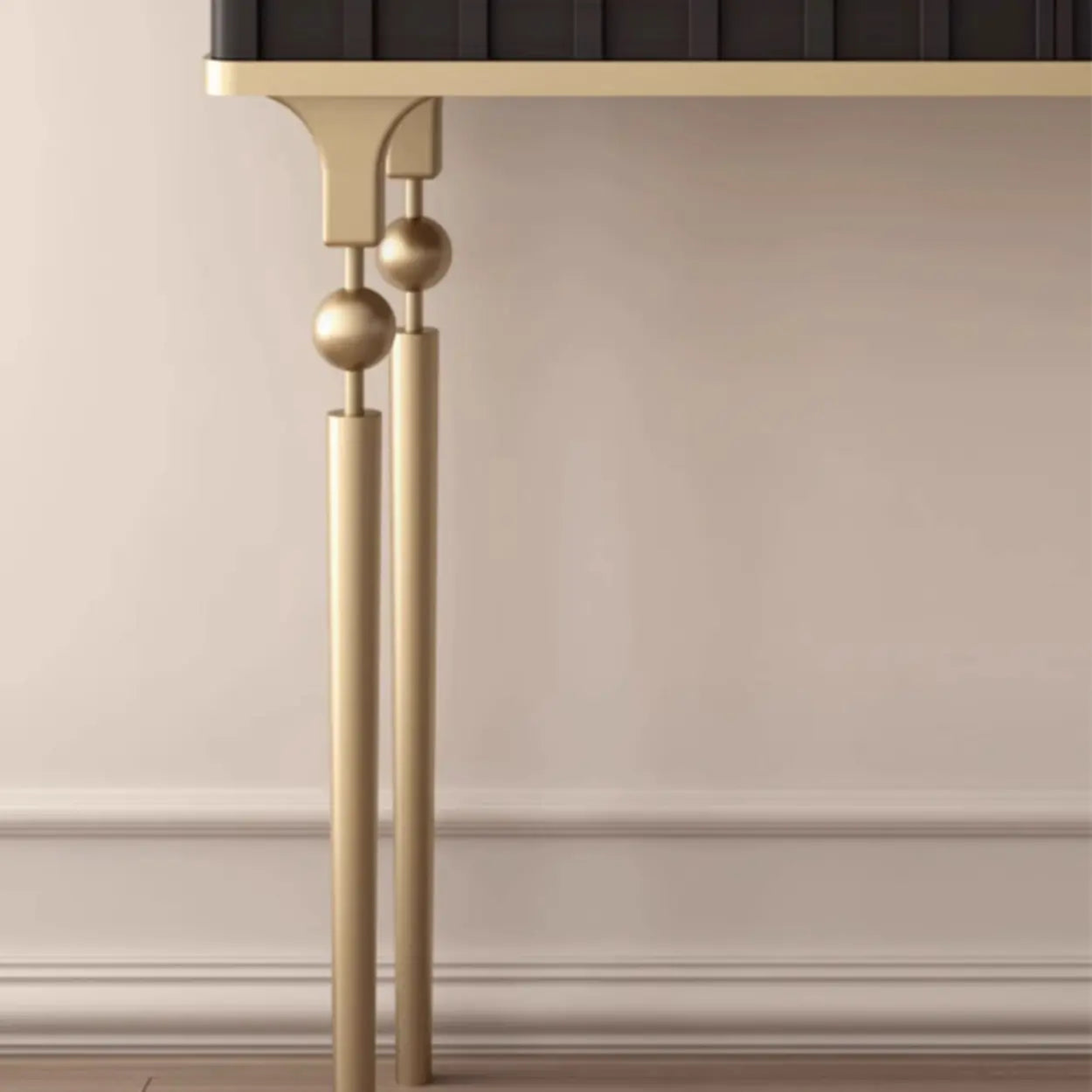 Mid-Century Metal Leg Wood Console Table