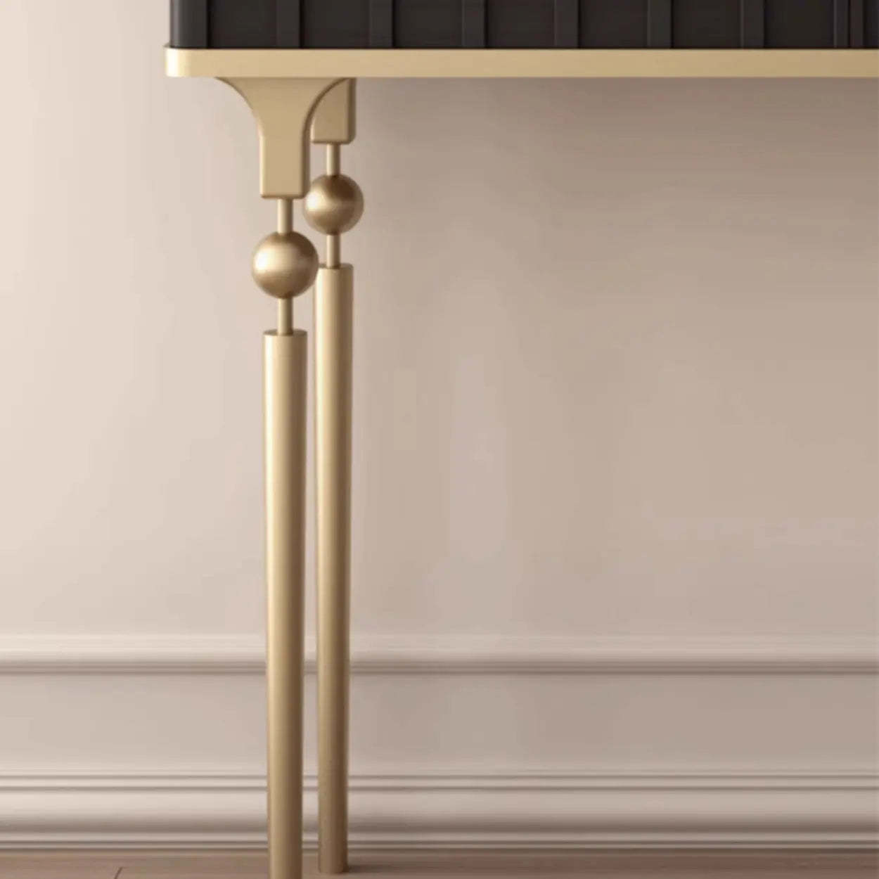 Mid-Century Metal Leg Wood Console Table