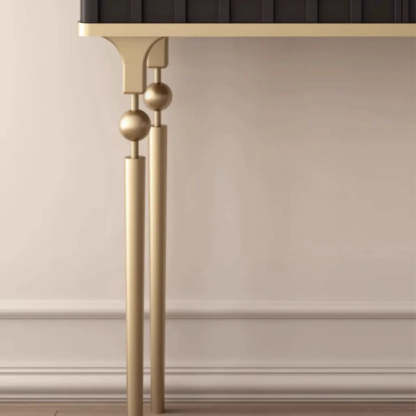 Mid-Century Metal Leg Wood Console Table