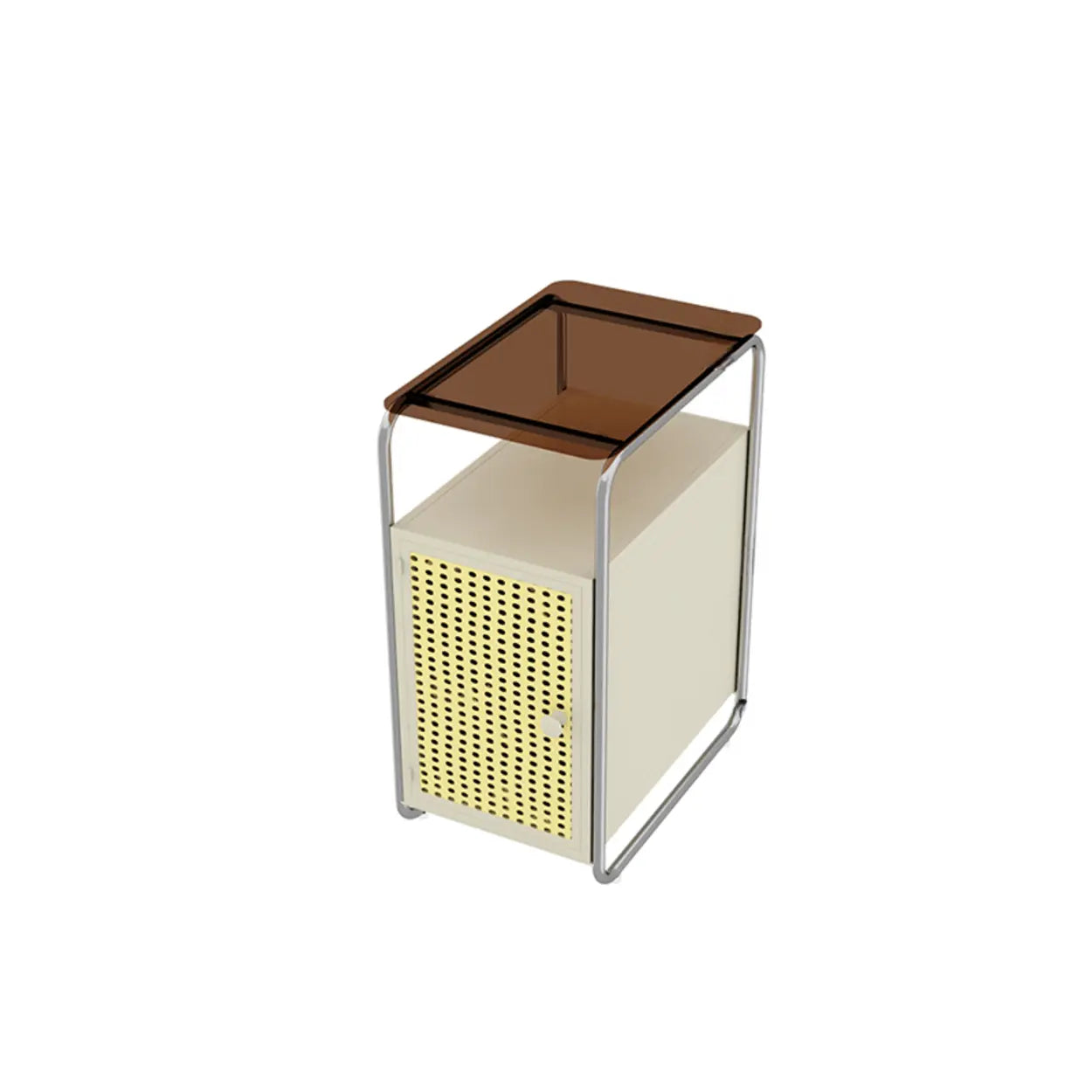 Mid-Century Rectangular Metal Side Table with Cabinet