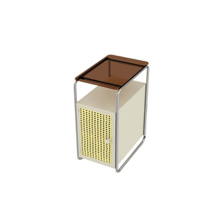 Mid-Century Rectangular Metal Side Table with Cabinet