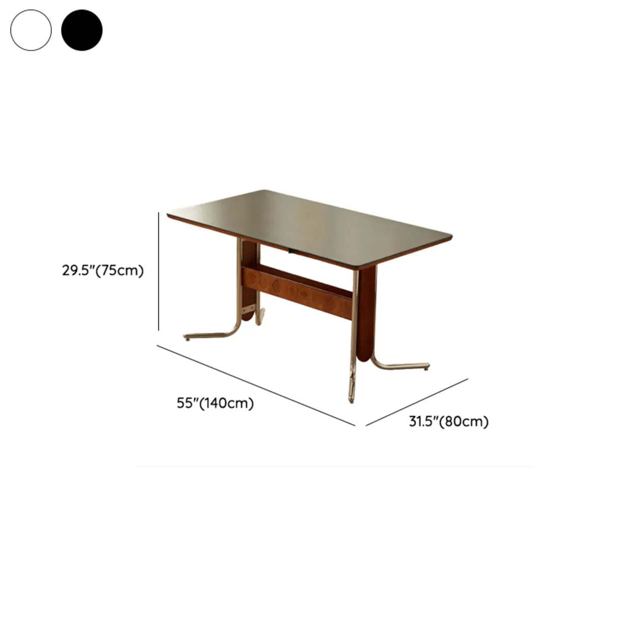 Mid-Century Stone Top Dining Table with Shelf