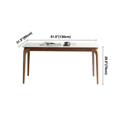 Mid-Century Rectangular White Stone Dining Table