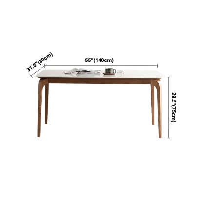 Mid-Century Rectangular White Stone Dining Table