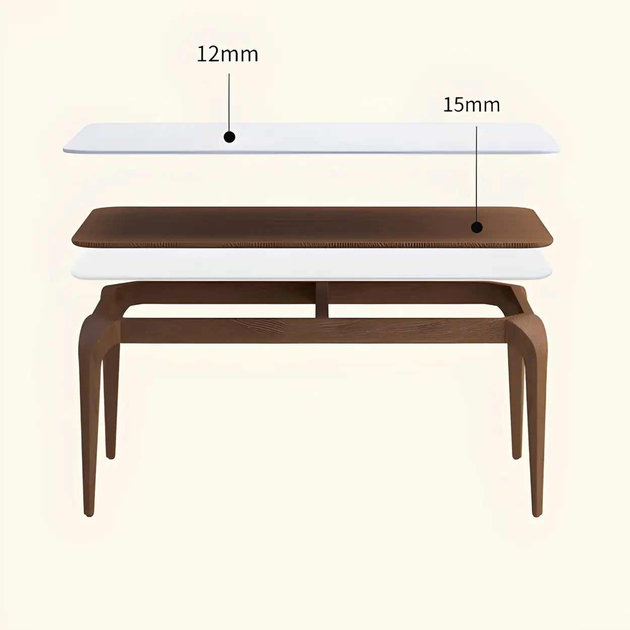 Mid-Century Rectangular White Stone Dining Table