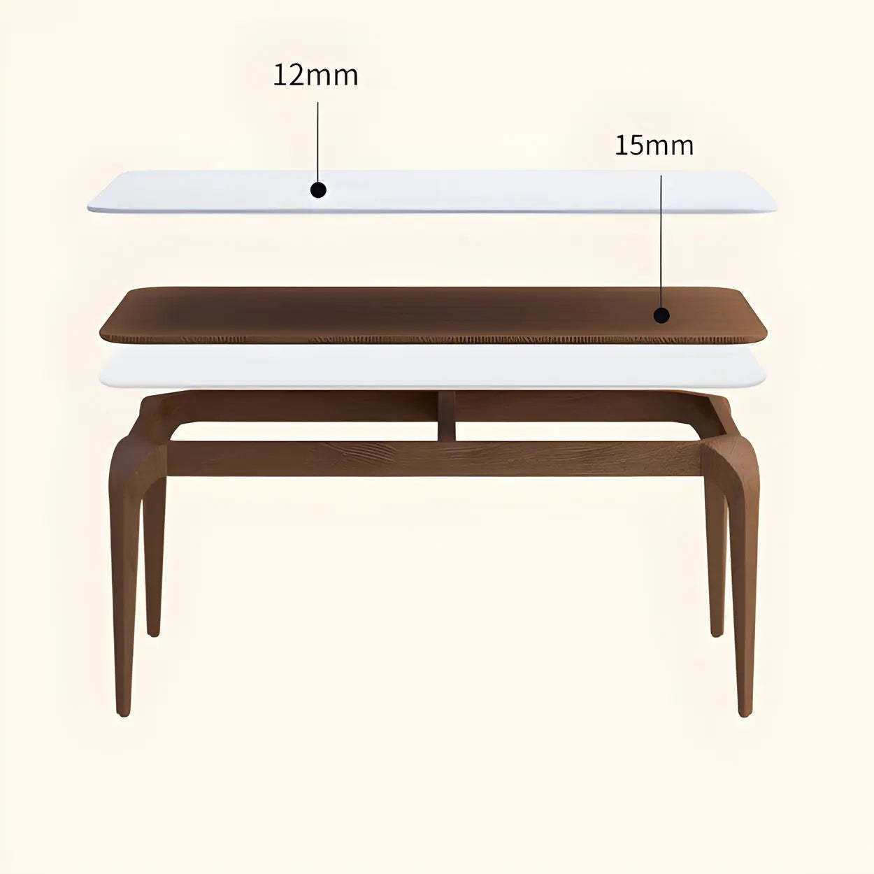 Mid-Century Rectangular White Stone Dining Table
